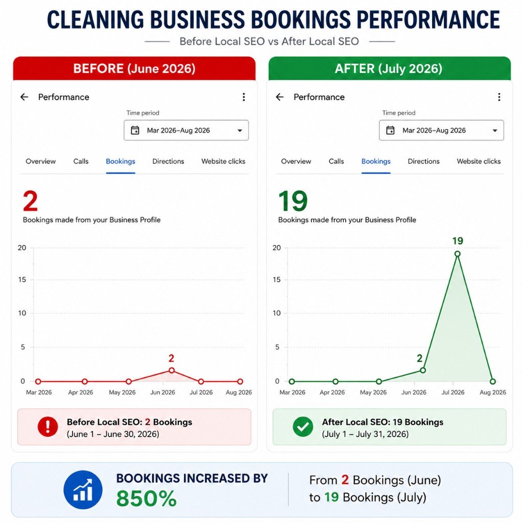 Cleaning Business Bookings Before vs After