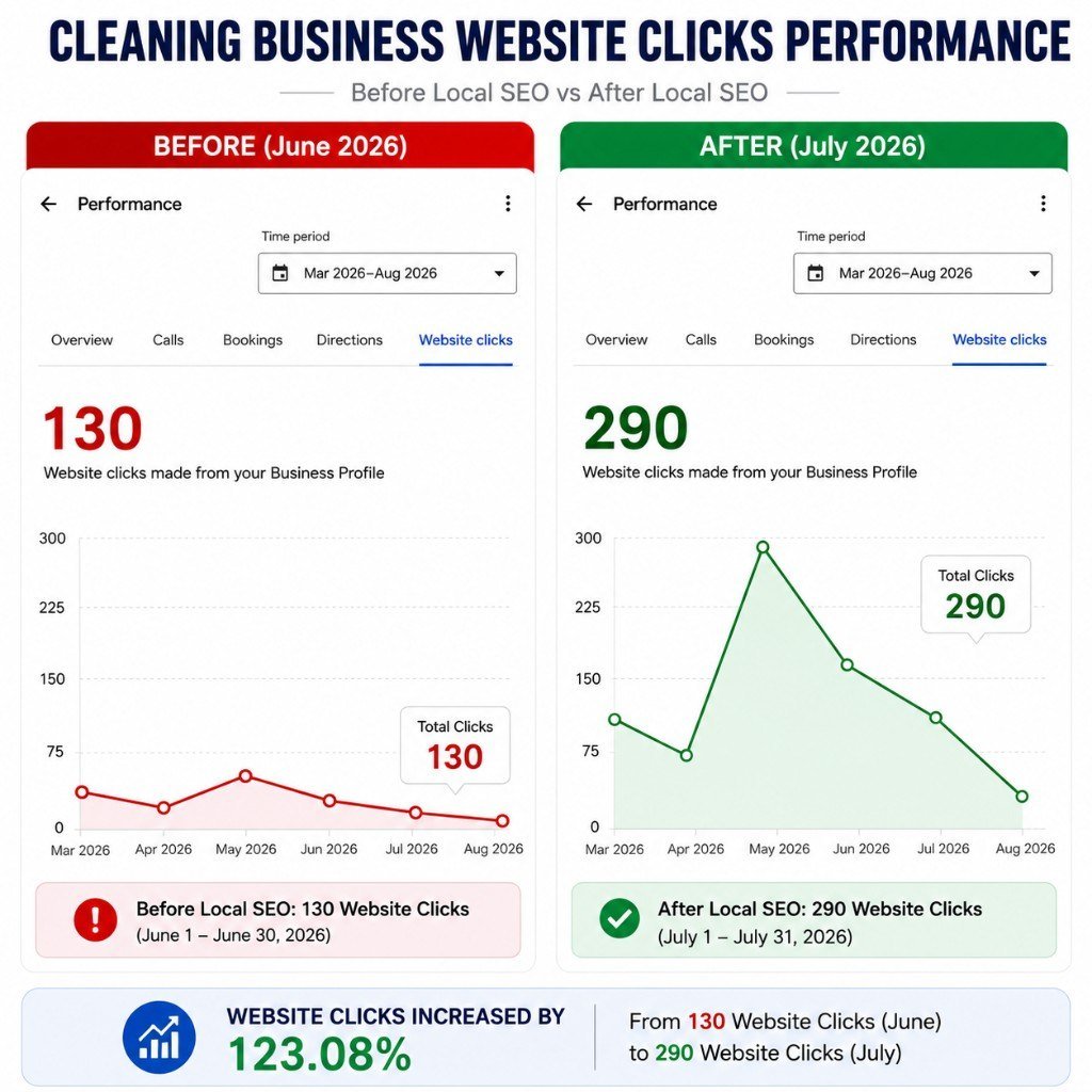 Cleaning Business Website Clicks Before vs After